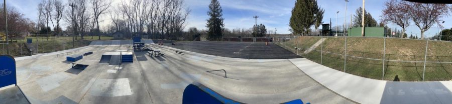 Panorama picture of Hollowell's skatepark. 