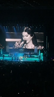 Lana Del Rey performing Did you Know That Theres A Tunnel Under Ocean Boulevard, her final song on the tour. Photo by Katie Weiford.