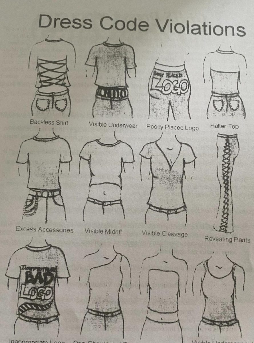 Dress Code Violations in the GEHS Student Planner. Photo by Claire Wills.