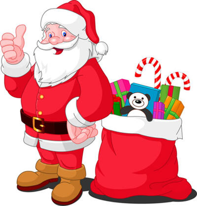Colorful Santa Claus with the gifts. Photo credit: Pixy.org.

