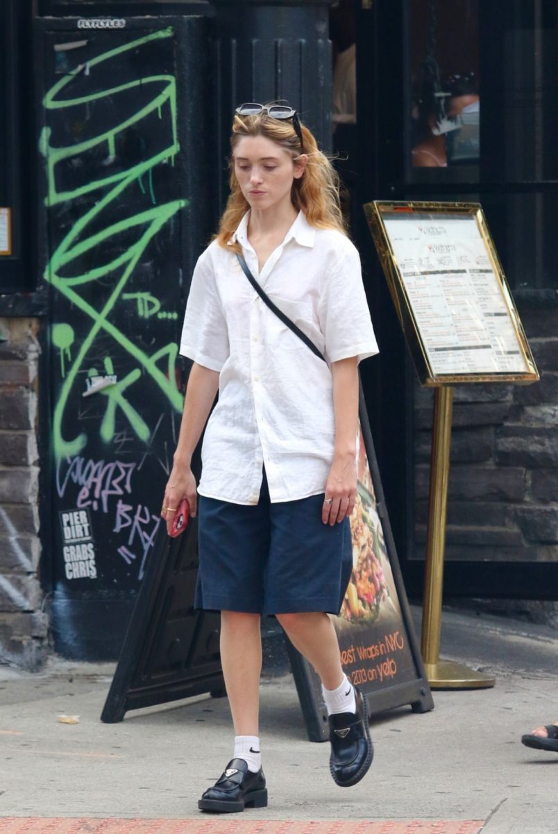 Stranger Things star Natalia Dyer sporting a runway-ready look on the streets of NYC. Photo courtesy of Celebmafia.com.