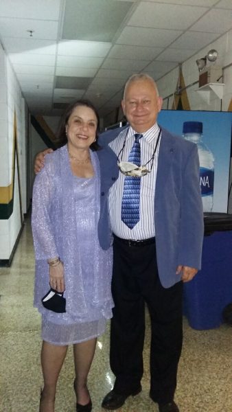 Nancy and Gary Santolla at the 2021 prom held in the East gym. Photo credit: Kim Dennler.