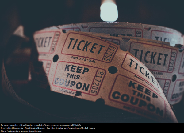 A roll of movie tickets. Photo credit: igorovsyannykov