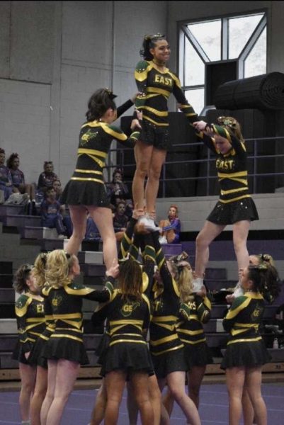 Greenbrier East's Cheer Team at Regionals. Photo credit: Patty Warren.